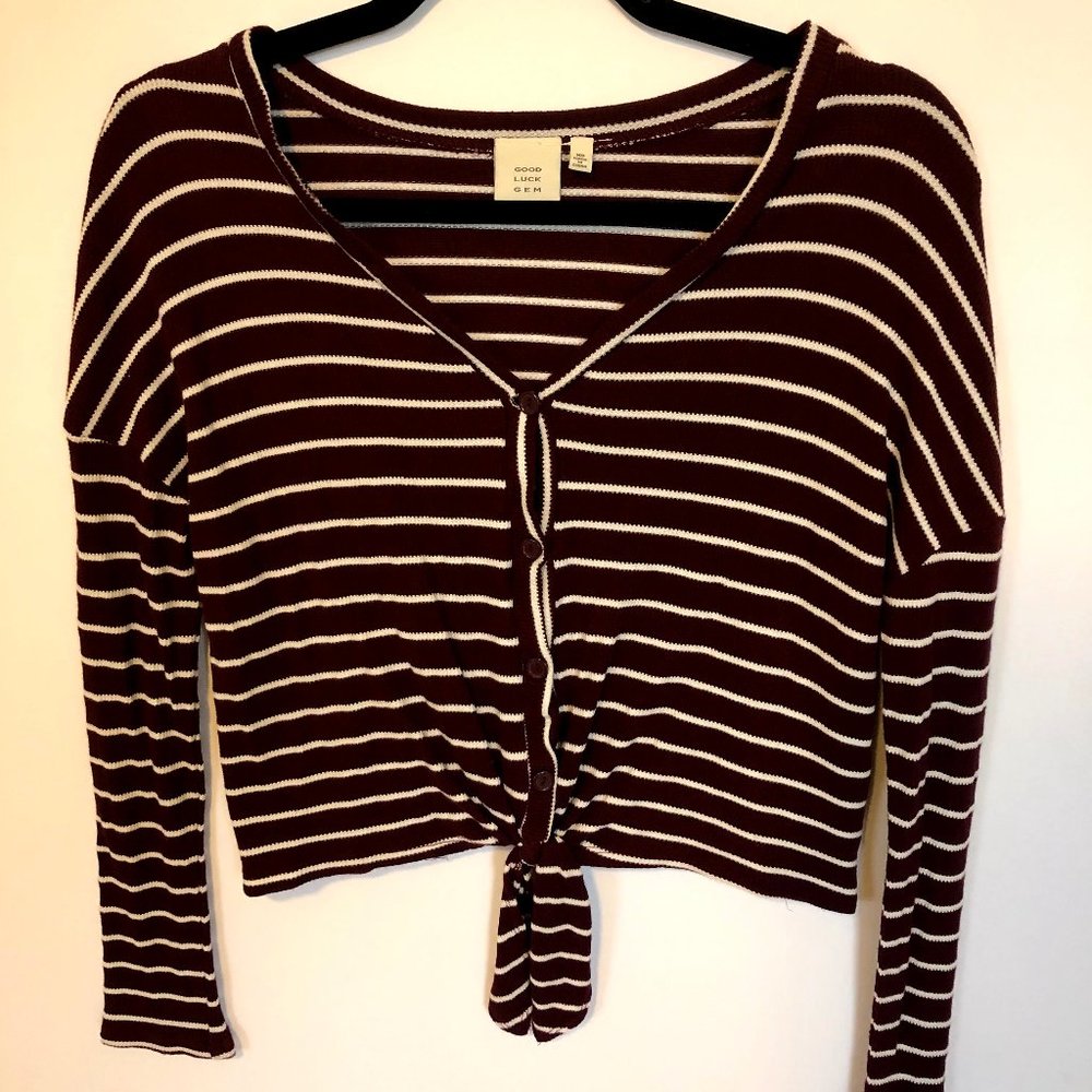 Maroon Striped Crop Top